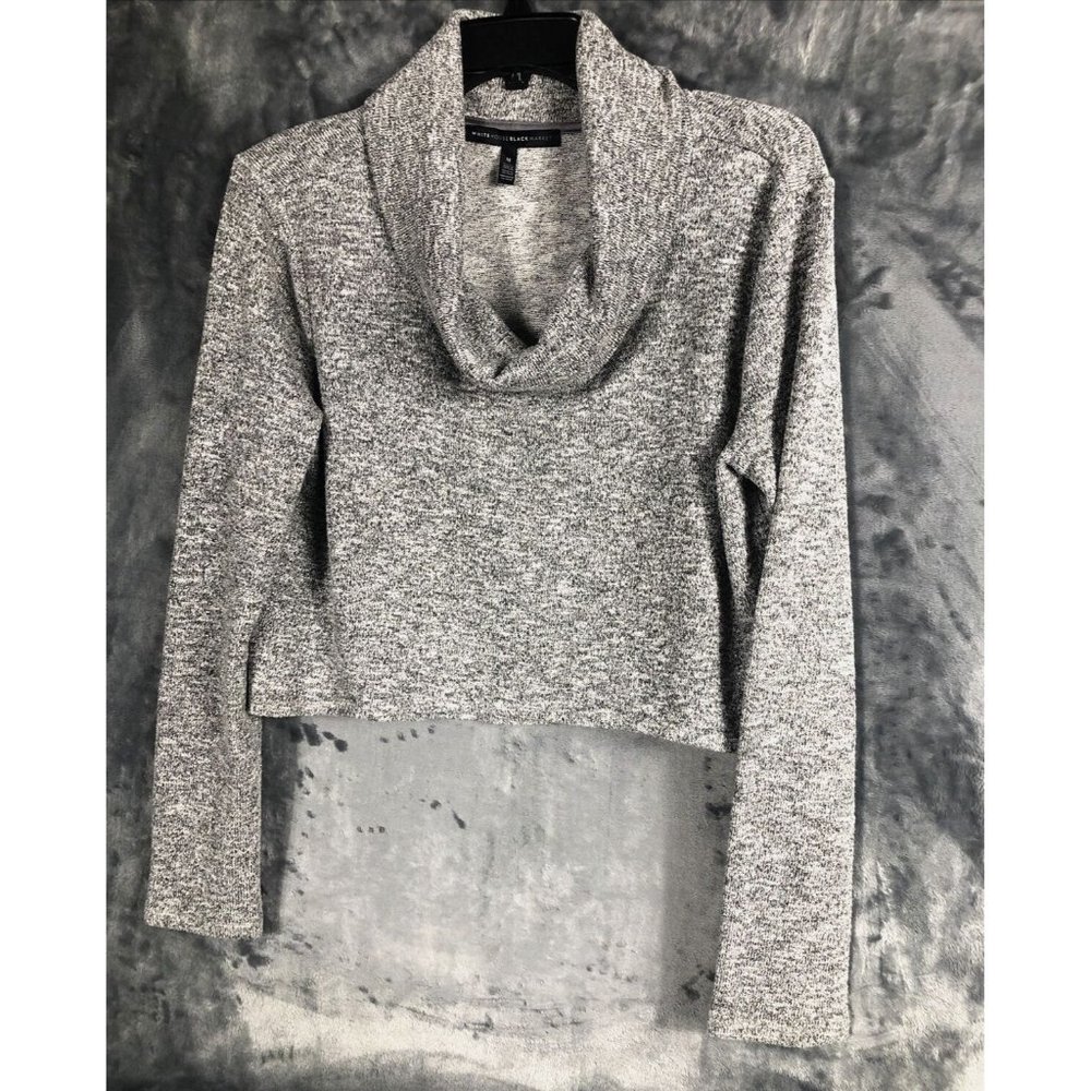 White House Black Market Women’s Sweater Gray Metallic Cowl Neck